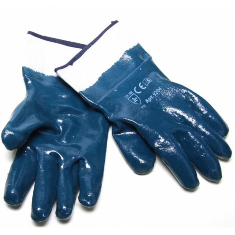 Перчатки ХБ с крагой и нитриловым покрытием