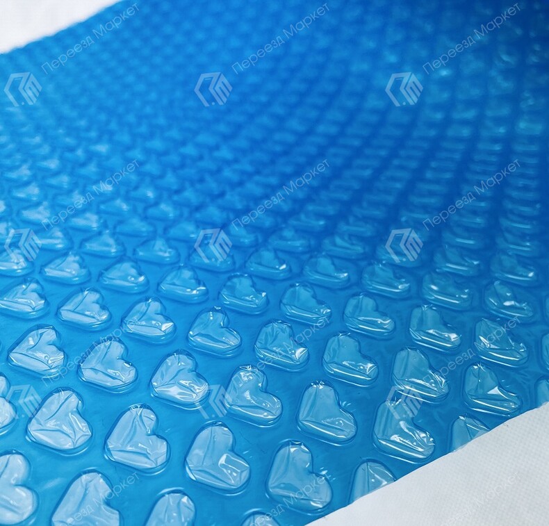Воздушно-пузырчатая плёнка "Сердечки" 0,4*5м. двухслойная, синяя